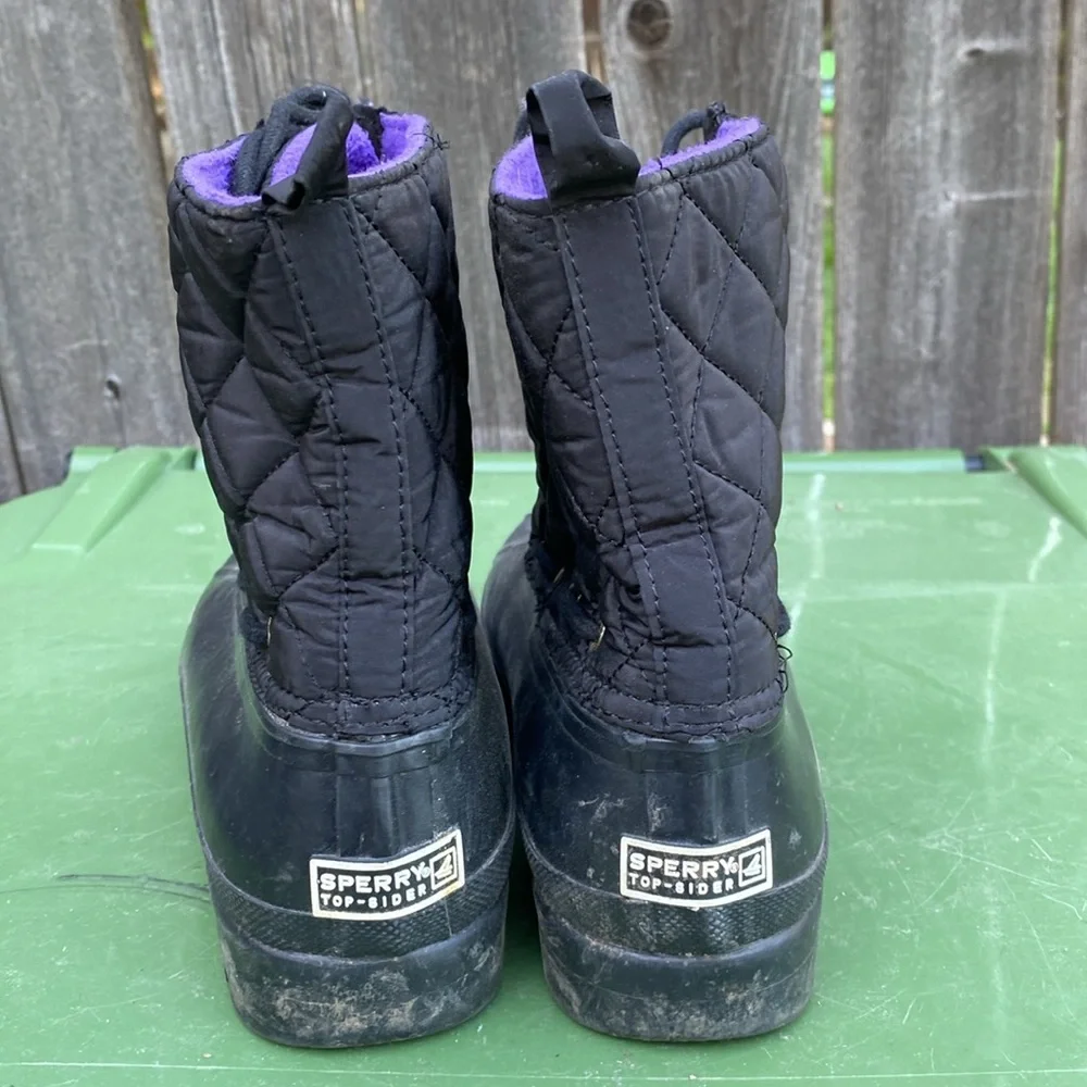 Sperry Top-Sider Saltwater Black‎ Quilted Waterproof Duck Boots 9289067 Womens 9